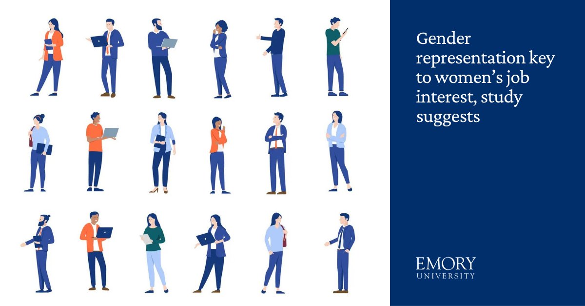 EmoryUniversity's tweet photo. Women make up about half the U.S. population, yet remain in the minority in many professions.  A key reason for this disparity is that women prefer to work in fields with more female representation, suggests new research by psychologists at #Emory. 🔗 https://t.co/1oI0hhO0Tm https://t.co/KwskzFYI2H