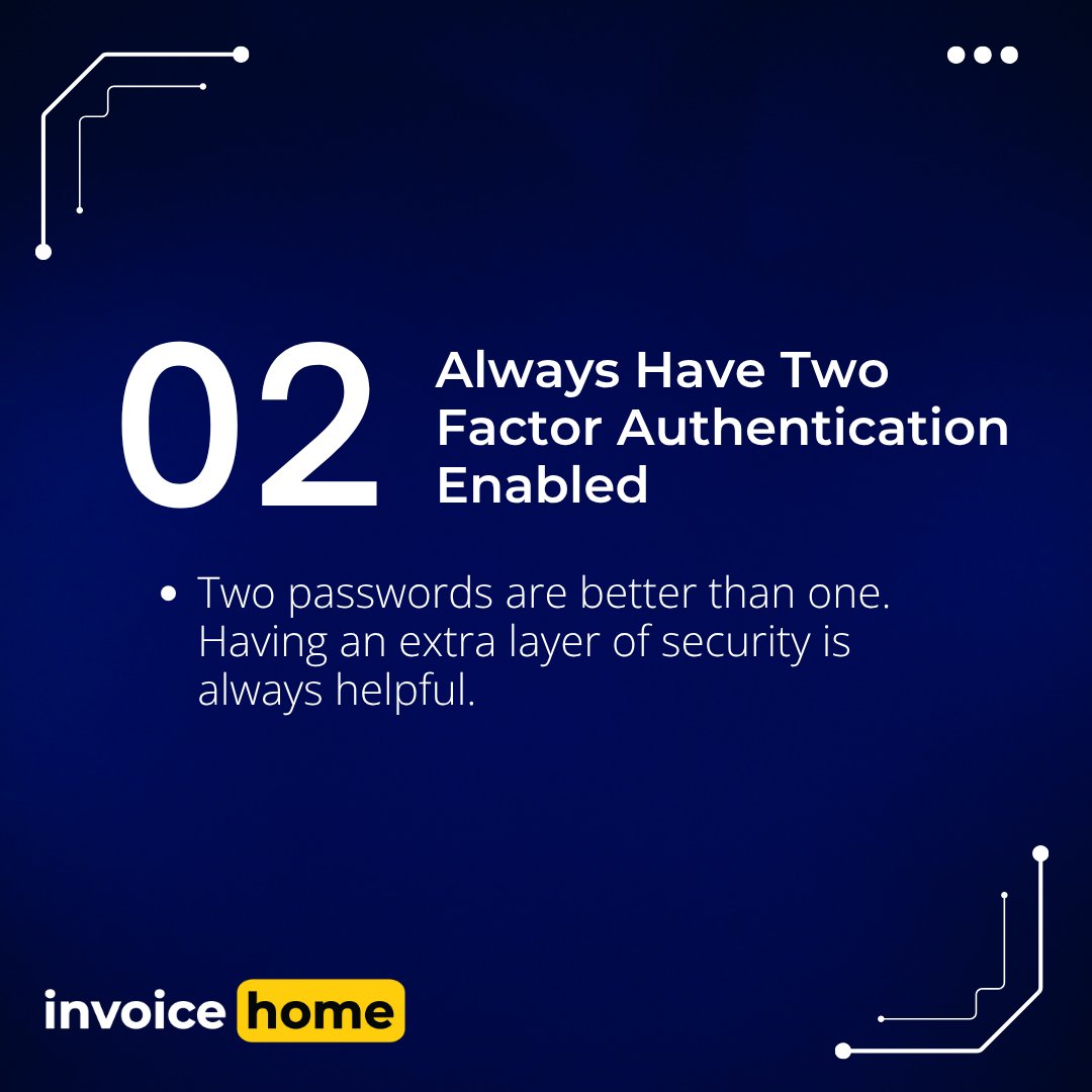 InvoiceHome's tweet photo. Happy Cybersecurity Awareness Month! Here are a few simple ways to stay protected! https://t.co/uM1kWLGxMf