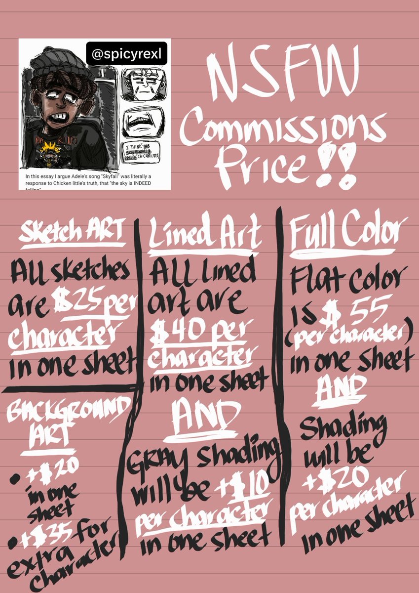 spicyrexl_'s tweet photo. Hey Guys! If you liked the post below, then I'm excited to tell you that NSFW COMMISSIONS ARE NOW OPEN! Please check out my commission prices and dm me if you're interested. Your support will be much appreciated!☕ 
#commisionsopen #commission #art #nsfw #nsfwtwt #digitalartㅤ https://t.co/eJero0m3XI