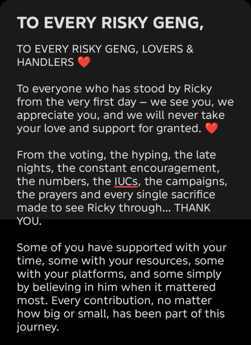 beaultibae's tweet photo. A letter to all Risky geng and lovers 🤗🤗🤗🥰🥰
#BBNaija
#RickyJumbo https://t.co/XzkRDIdrs2