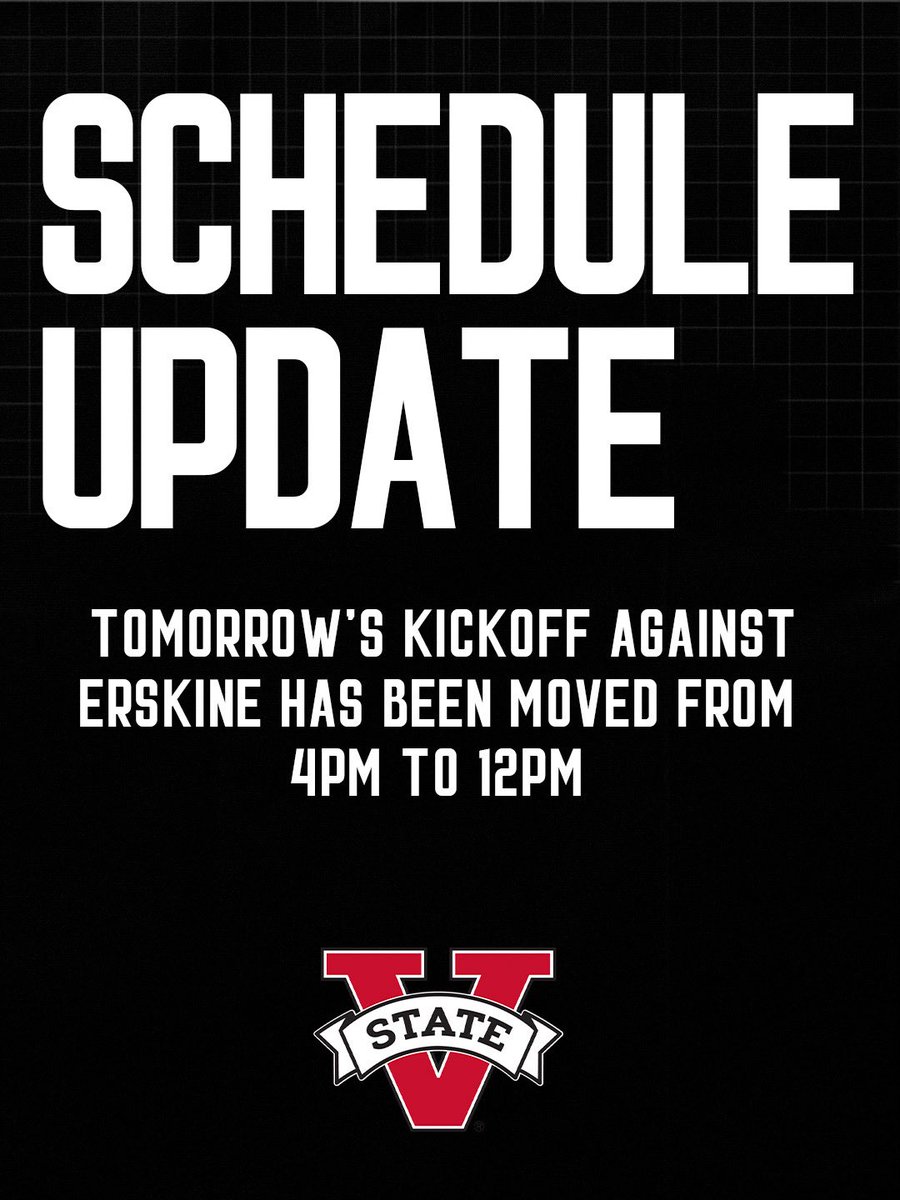 VState_Football's tweet photo. Schedule Update

#GOBLAZERS🔥 | #ProtectTheStandard https://t.co/rxh5ulIALu