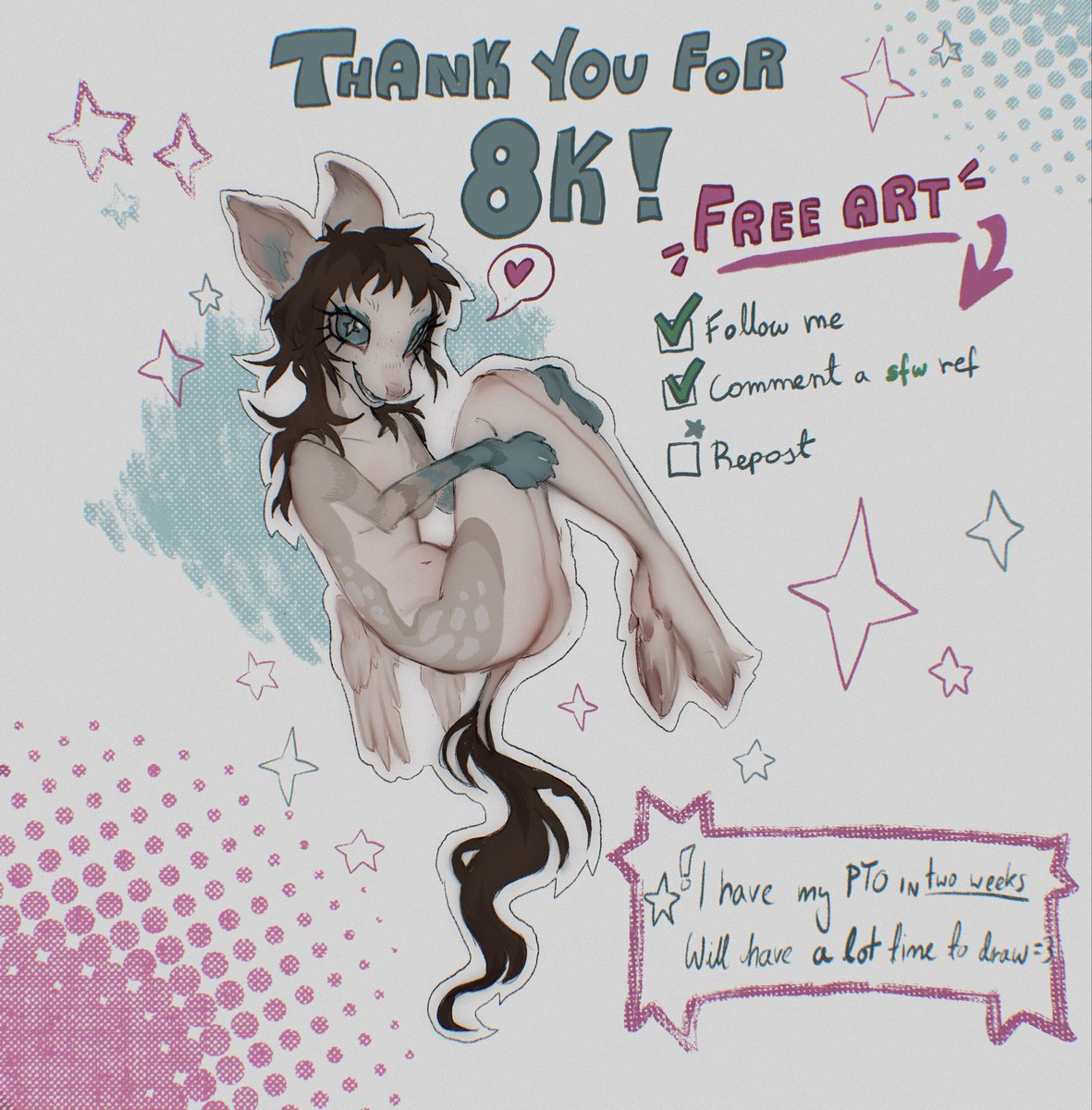 fawntasy_'s tweet photo. A big thank you to yall!! I’m hosting free art thingy for when I’m on my PTO :3 https://t.co/XTqjUWEmjD