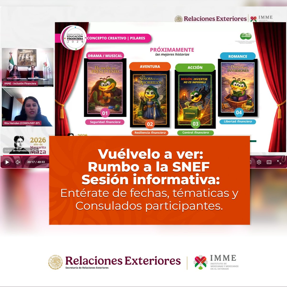 IME_SRE's tweet photo. ¿Te perdiste la sesión con la CONDUSEF? 🎬🍿

¡Revívela dando clic en el enlace y entérate de todo lo que pasará en la próxima #SNEF2026! 📚💰

👉 Mírala aqu��: https://t.co/fKtbTccbQ4

#SNEF2026 #EducaciónFinanciera
#SaludFinanciera

@CondusefMX https://t.co/Tc8ci2zv66