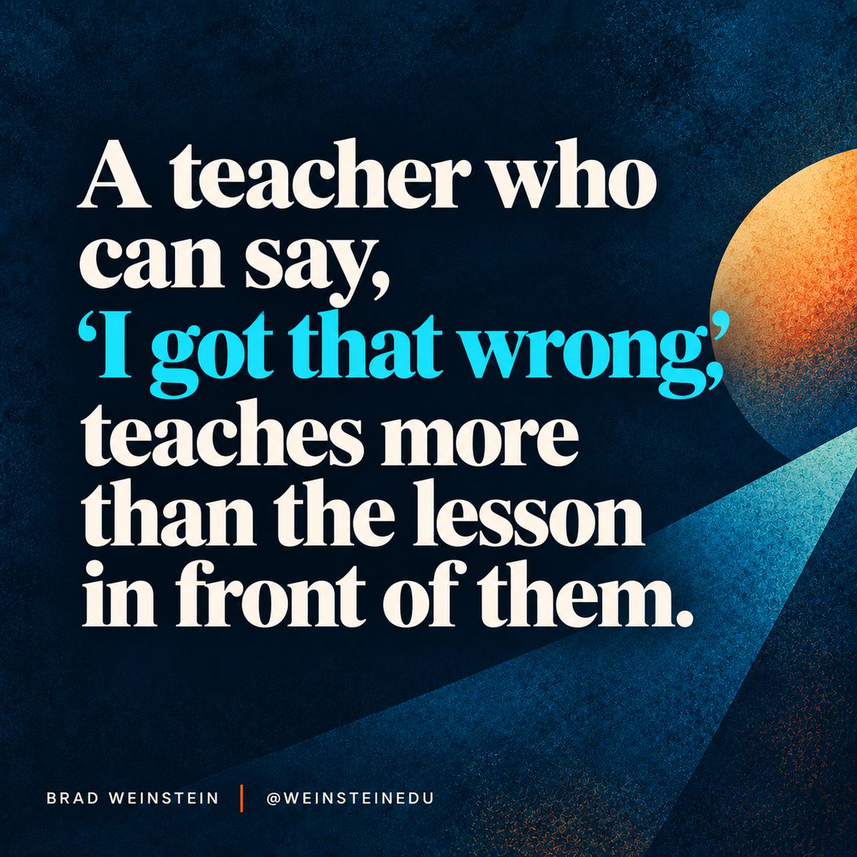 WeinsteinEdu's tweet photo. Students notice what we do after a mistake.

We can defend it, ignore it, quietly move past it, or say, “I got that wrong. Let me fix it.”

That last response does not make a teacher look less capable. It shows students that being capable includes noticing when something is off, owning it, and making the correction.

We spend a lot of time asking students to learn from mistakes.

Sometimes the strongest model is letting them watch us do the same.