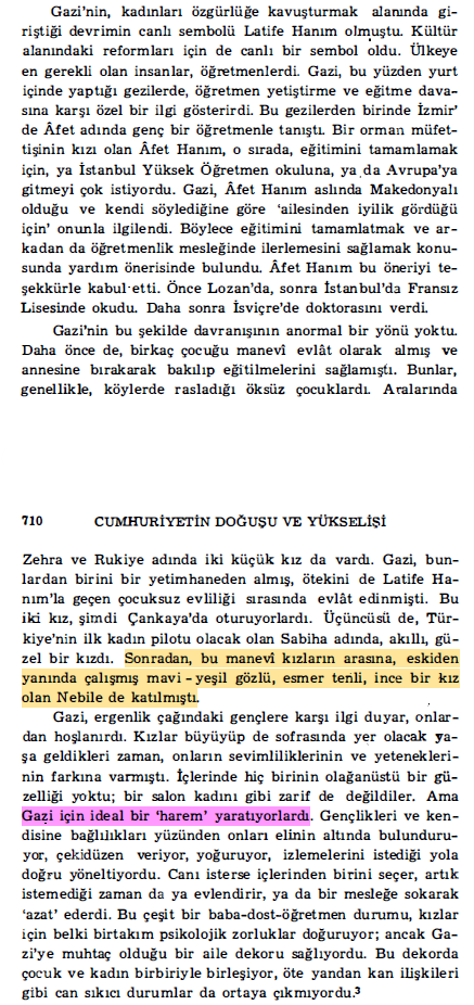 omerdumgiriz's tweet photo. "[..] manevî kızların arasına, eskiden yanında çalışmış mavi-yeşil gözlü, esmer tenli, ince bir kız olan Nebile de katılmıştı. [..] Gazi için ideal bir 'harem' yaratıyorlardı."

📕Lord Kinross, Atatürk, 1984, s. 710