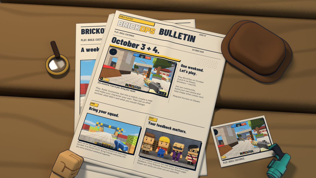 OpsBrick's tweet photo. Tomorrow! Free BrickOps beta playtest, Oct 3–4.
Windows + macOS. Opens 12 PM CEST. Main community session 8 PM CEST.
Request Access on Steam. No key needed. Steam notifies you when admitted.
https://t.co/4eg9vMmj7G
#BrickOps https://t.co/fRiJ1GD2zt