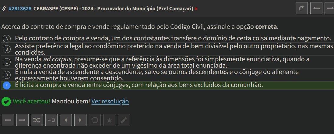 hackanconcurso's tweet photo. Art. 499. É lícita a compra e venda entre cônjuges, com relação a bens excluídos da comunhão. https://t.co/PY967f5uq9