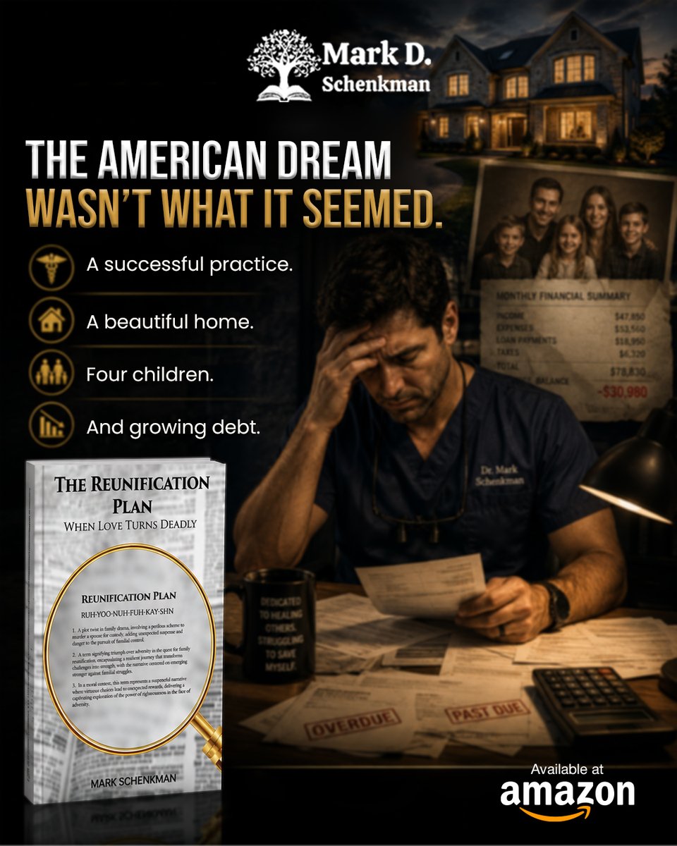 DrMarkSchenkman's tweet photo. Behind the American dream was a growing financial crisis. The Reunification Plan reveals the debt, difficult choices, and family struggles hidden behind a seemingly successful life.

📖 Available now on Amazon

#TheReunificationPlan #MarkSchenkman #TrueStory #Memoir https://t.co/nVGHk9vPSg