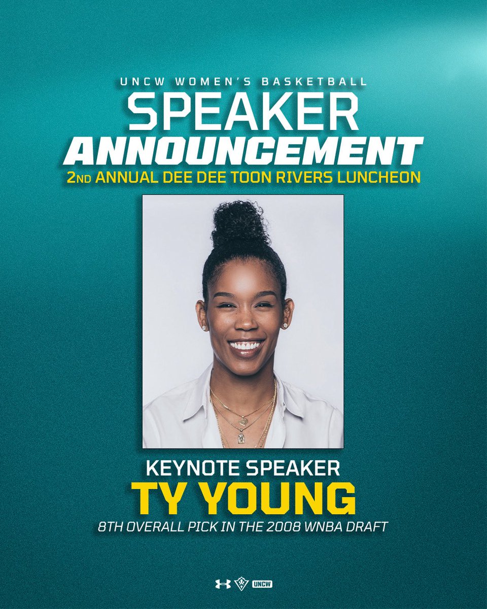 uncwwbb's tweet photo. A hometown star is coming home⭐️🏀

We’re excited to welcome Ty Young as our keynote speaker for the second annual Dee Dee Toon Rivers Luncheon on October 19th! 

Tickets are available using the link below⬇️

https://t.co/GOBtbb0Ci2

#SeahawkBasketball https://t.co/BeI96h4Wwf