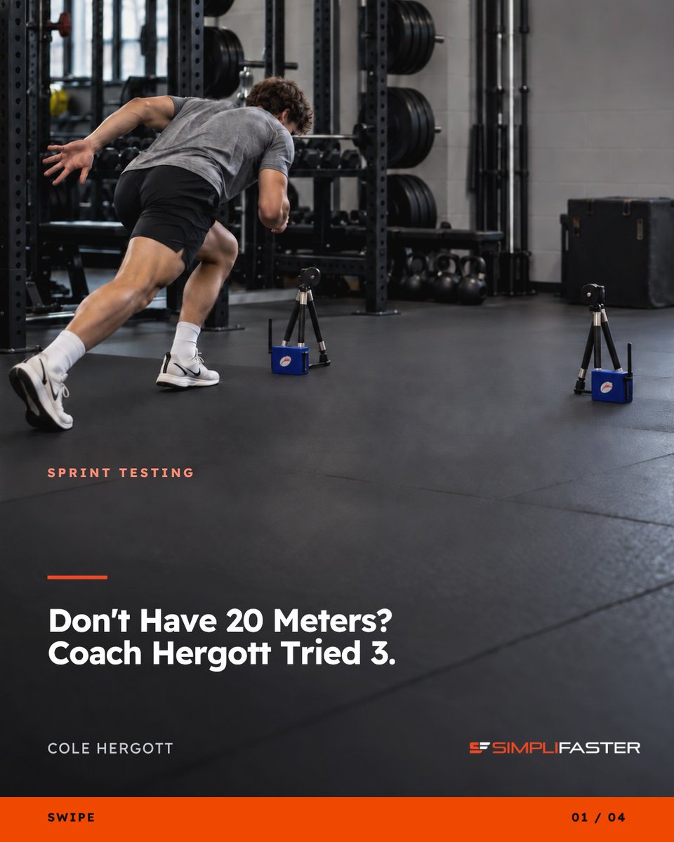 SimpliFaster's tweet photo. Don’t have 20 meters to test sprints? Coach Cole Hergott tried 5m, then 4m, before settling on 3m. He shares the setup, local findings, and limits.

https://t.co/lwYpjcxF14

#SprintTesting #StrengthAndConditioning https://t.co/lfwv3Pv99t