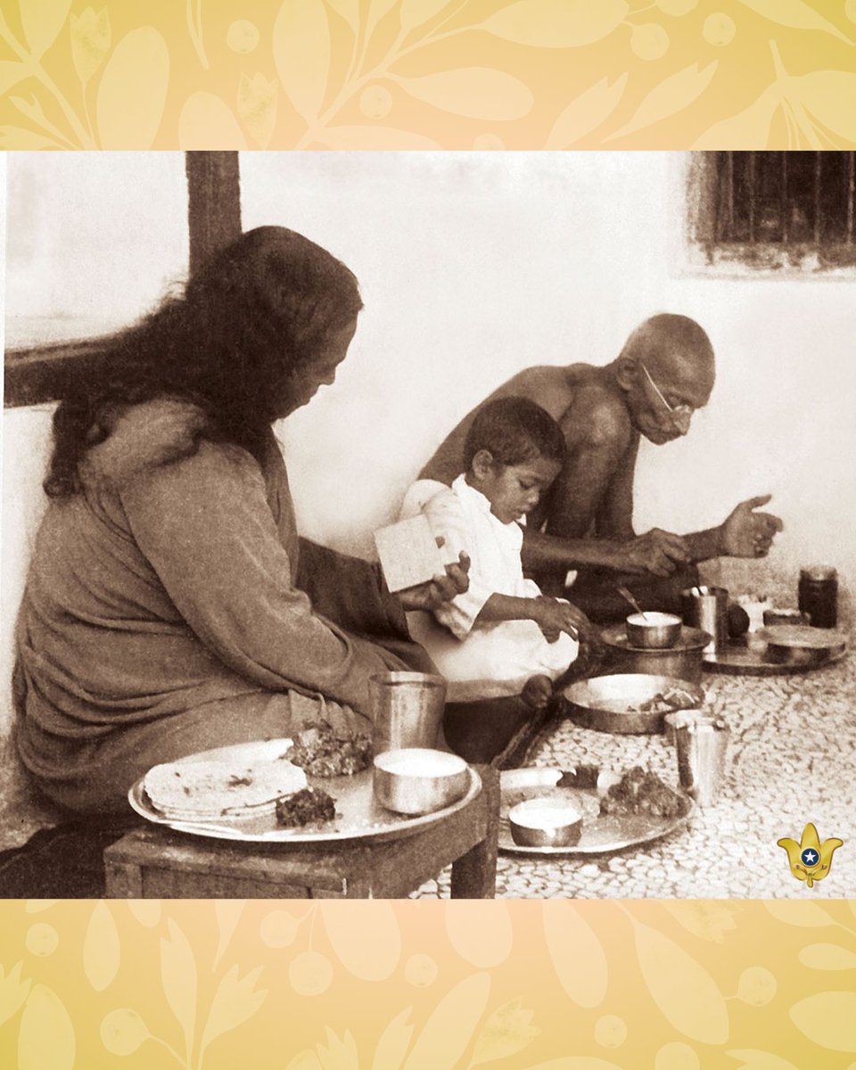 srfyogananda's tweet photo. Paramahansa Yogananda pictured with Mahatma Gandhi in Wardha, India, 1935. As part of a yearlong journey to his beloved motherland, Yogananda traveled to see Gandhi at his ashram. This picture was taken on a Monday, Gandhi’s day of silence, and Yogananda is shown reading a note Gandhi had just written. Their interactions during Yogananda’s visit, including Gandhi’s request for initiation in Kriya Yoga, are chronicled in a chapter of “Autobiography of a Yogi.”  
 
In 1925 (the year Yogananda established his international headquarters in Los Angeles to spread the teachings of Kriya Yoga worldwide), Gandhi visited Yogananda’s Yogoda Satsanga school for boys in Ranchi. Expressing keen interest in the balanced curriculum of the Yogoda program, he inscribed in the guest book a gracious tribute.  
 
Today, October 2, is the anniversary of Gandhi’s birth, and we honor Gandhi’s great contribution to the betterment of our world with the following words of Yogananda from his autobiography: “The nonviolent voice of Gandhi appeals to man’s highest conscience. Let nations ally themselves no longer with death, but with life; not with destruction, but with construction; not with hate, but with the creative miracles of love.”   
 
#Yogananda #Gandhi #MahatmaGandhi #KriyaYoga #AutobiographyOfAYogi
