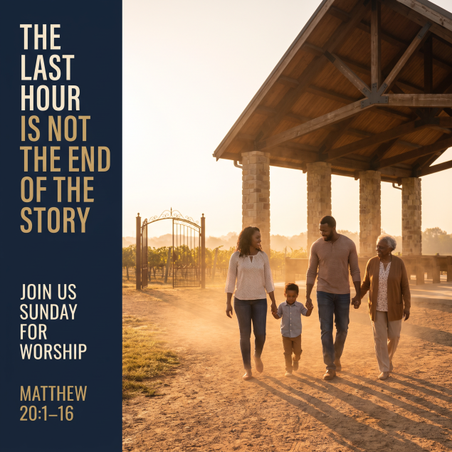 Van_Moody's tweet photo. The workers hired at five o’clock teach us something we need to remember: the last hour is not the end of the story.
If you have been carrying disappointment, keep learning. Keep preparing. Keep building. Keep trusting.
The God who came back at nine, noon, three, and five has not forgotten where you are standing.
Join us Sunday for worship. There is still a word, a community, and a future waiting for you.
https://t.co/L7Dsqg7Orb
#ForSuchATimeAsThis #SundayWorship #Hope #Matthew20 #VanMoody