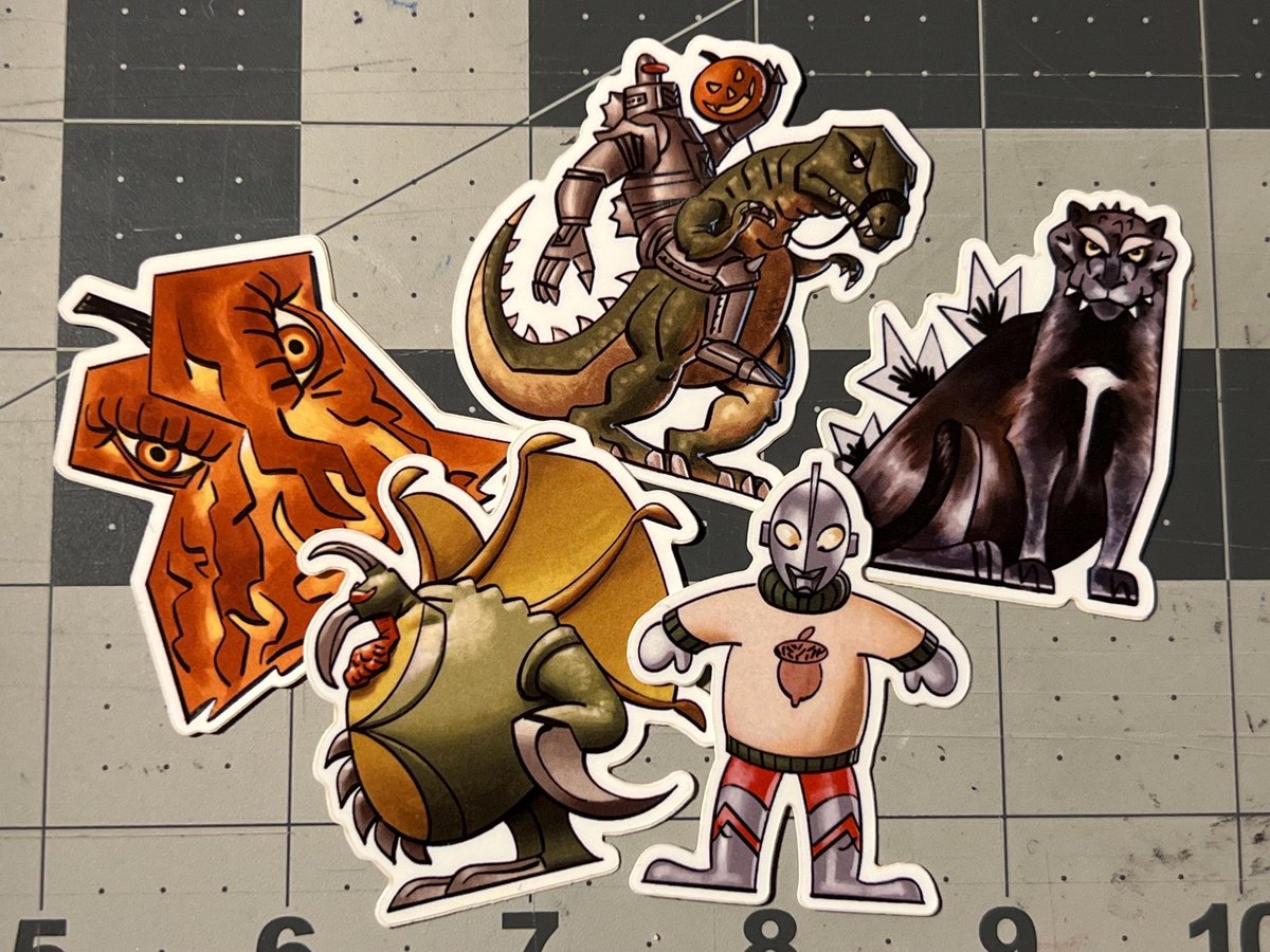 kaijuartist's tweet photo. New fall sticker pack available: https://t.co/joU8LZvzRN https://t.co/3EpUEfOH45