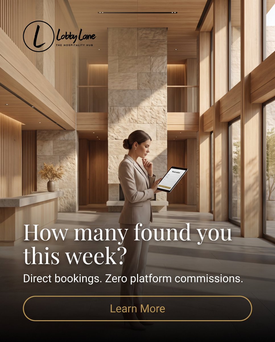 Lobby_Lane's tweet photo. If most of your bookings come from the same channels, how many new customers are actually discovering you? Visibility starts before the booking.#Hospitality #HotelMarketing #HospitalityBusiness #TravelIndustry #LobbyLane https://t.co/rsSCcjryNz