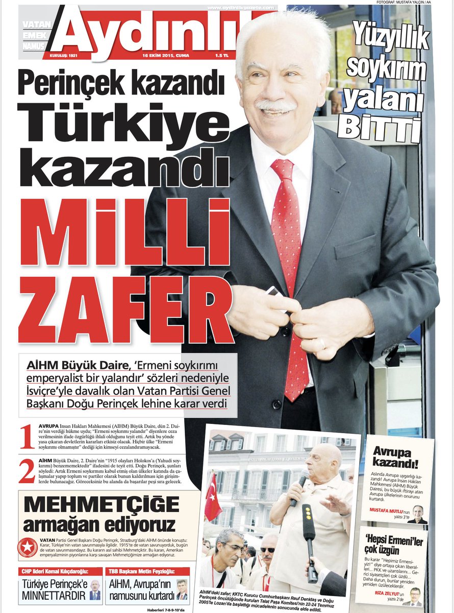 DrUfukYesil33's tweet photo. Biliyorum Zaman Kaybısın Ama Yine de Yazdım!

Aydınlık'ın(!) trolü, anlamadığı AİHM kararını değerlendirmeye kalkmış. Neresini düzelteceğimi bilemesem de, bir şeyler yazmadan da edemedim!

 "Adil yargılanmadıkları iddia edilerek" diye yazmış. Ya kararı okumamış ya da işine gelmeyen kısmı yine görmezden gelmiş. Zira AİHM, sadece adil yargılanma hakkının değil, çok daha ağır bir maddenin ihlaline, yani insanların kanunda suç olarak tanımlanmayan eylemler nedeniyle cezalandırıldığını söyleyen AİHS'in 7. maddesindeki "kanunsuz suç ve ceza olmaz" ilkesinin ihlaline karar verdi.

Bunun anlamı ne biliyor musun? Siz bu insanları ceza kanunlarına göre değil, orman kanunlarına göre cezalandırmış ve binlerce insanı yıllarca suçsuz yere hapis yatırmışsınız demek. Senin yaptığın da işte tam bu; orman kanununu savunmak!

"Türk yargısı hedef gösterildi" öyle mi? Yargı yetkisini tanıdığın bir uluslararası mahkemenin hukuka aykırı kararları tespit etmesine hedef göstermek denmez, denetim denir. Türkiye bu denetimi de 1954'te kendi iradesiyle kabul etti. Yargıtay bir yerel mahkeme kararını bozduğunda ya da AYM ihlal verdiğinde de mi "Türk yargısı hedef gösterildi" diyeceksin?

"Avrupa'dan karar" öyle mi? Türkiye, Avrupa Konseyi'nin kurucu üyelerinden biri ve o mahkemede Türkiye adına seçilmiş bir yargıç var. Kararlara uyma yükümlülüğü Sözleşme'nin 46. maddesinde, Anayasa'nın 90. maddesinde ve CMK 311'de yazılı. Kızman gereken, Avrupa'dan karaların gelmesi değil, Türkiye'nin kendi hukukuna ve tarafı olduğu sözleşmelere göz göre göre aykırı kararlar vermesinde ve bunlar binlerce. Tabi, senin amacın ve derdin başka.

Rakamları sıralamışsın ama sorulması gereken soruyu yine ıskalamışsın. AİHM yaklaşık 69 yılda 47 Avrupa Konseyi ülke için toplam 69 kararda, 100 civarında kişi hakkında 7. madde ihlali vermişken, sadece Türkiye için bu sayı şimdilik 4.501 oldu. Gerçek bir gazeteci bu tabloyu görünce "bir hukuk devletinde bu nasıl olur?" diye sorar. Sen ise anlamadığın bir kararı sulandırıp "FETÖ'cüler sevindi" diye twit atıyorsun. Bunu da yaparken yine eline yüzüne bulaştırmışsın.

Gel istersen bir de hafıza tazeleyelim. Görsel, 16 Ekim 2015 tarihli Aydınlık'ın (!) manşetine ait. Ne diyor? "Perinçek kazandı, Türkiye kazandı, MİLLİ ZAFER". Yanında "Avrupa kazandı!" Bu manşeti neden attınız? AİHM'in Perinçek kararı nedeniyle değil mi? Hatta hızınızı alamayıp, aynı sayfada AİHM'nin "Avrupa'nın namusunu kurtardığı" nı ve Perinçek'in kararı Strazburg'da "Mehmetçiğe armağan" ettiğini yazmıştınız. O günden bugüne ne değişti? AİHM İsviçre aleyhine bir karar verince zaferdi ve İsviçre yargısını hedef göstermiyordu da, aynı mahkeme bugün bu kararları verince mi  tehdit oldu.

O gün manşetten; "Hiçbir ülke Ermeni soykırımı olmamıştır dediği için kimseyi cezalandıramayacak" diye bayram sevinci yaşadığınız ve Perinçek için savunduğunuz ilke neydi biliyor musun? ''Kimsenin suç olmayan bir eylemi nedeniyle cezalandırılamayacağıydı.''  Yani AİHM'in bugüne kadar 4.501 kişi için ihlal edildiğini söyleyip, senin sulandırmaya çalıştığın ilke!. Hukukun bu en eski ilesin de ya da AİHM'in ölçütlerinde değişen bir şey yok! Değişen sizin ahlakınız. İşinize gelen bir karar çıkınca "milli zafer" oluyor, suçsuz yere cezalandırılan insanlar lehine çıkınca "Avrupa'nın oyunu'' öyle mi? 
Hadi oradan!