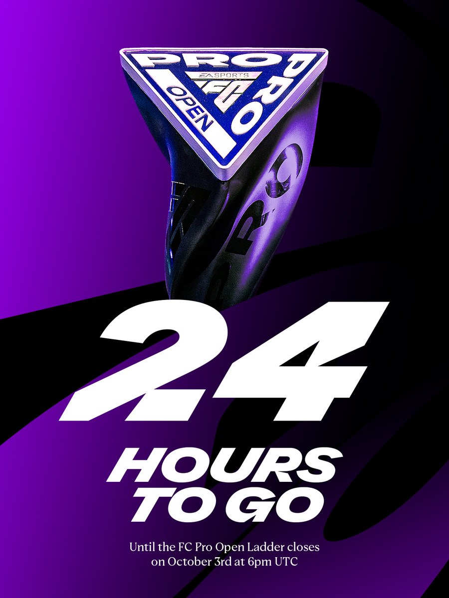 EASPORTSFCPro's tweet photo. We are into the final day of action for the #FCPro Open Ladder! 🪜

Reach Division 5 in #FC27 and start competing to give yourself the best chance of reaching the Regional Qualifier! 🔜 https://t.co/w91uO9BPUW