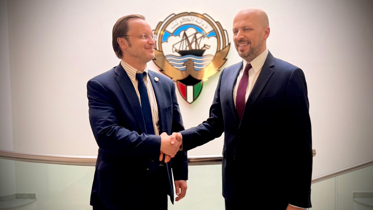 UKRinOSCE's tweet photo. 🇺🇦PermRep @VitrenkoYuri met with 🇰🇼Amb. Fawaz Abdullah Bourisli, newly elected Chair of the @iaeaorg Board of Governors.
Ukraine counts on the @Kuwait_vienna Chairmanship to keep the situation at the occupied #ZNPP and its return to Ukraine’s control among the IAEA’s priorities. https://t.co/JBmNs8p3Yb