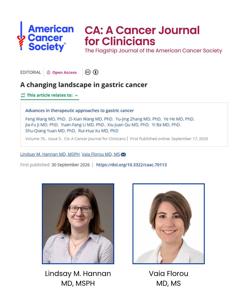 CACancerJournal's tweet photo. New editorial by @VaiaFlorou and Dr. Lindsay Hannan on how new treatments are improving outcomes for patients with gastric cancer. Determining how to best select, combine, and sequence these therapies remains a clinical challenge.

🔗: https://t.co/Ee4EY0IqWb

@OncoAlert https://t.co/U66GkIBPWJ