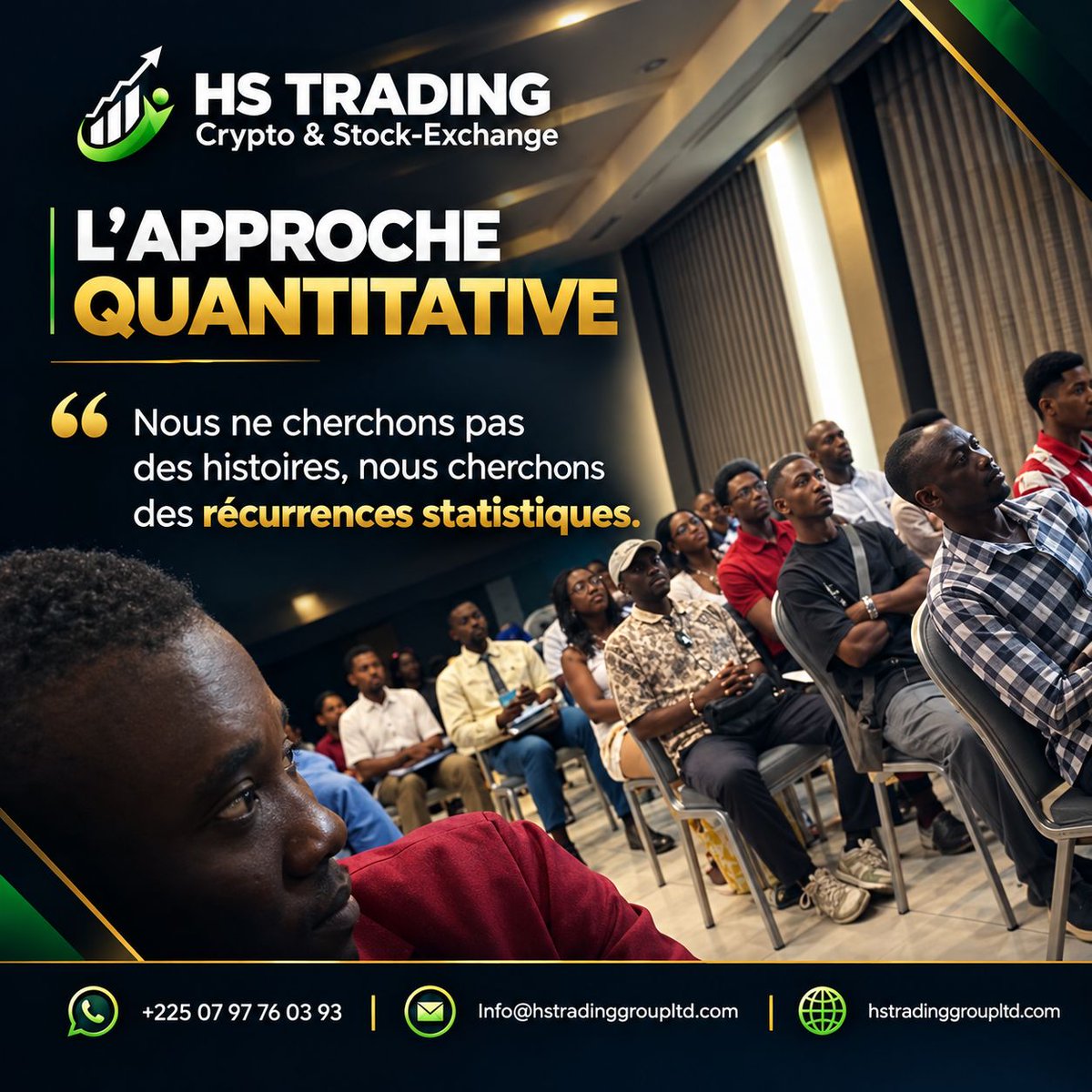 SebastienNHien1's tweet photo. "Nous ne cherchons pas des histoires, nous cherchons des récurrences statistiques." 

HS Trading mise sur des données concrètes et une approche quantitative rigoureuse, loin des intuitions. 
Commentez "INTÉRESSÉ" 

#HSTradingGroup #ApprocheQuantitative #AnalyseStatistique https://t.co/E0LgUEoki6