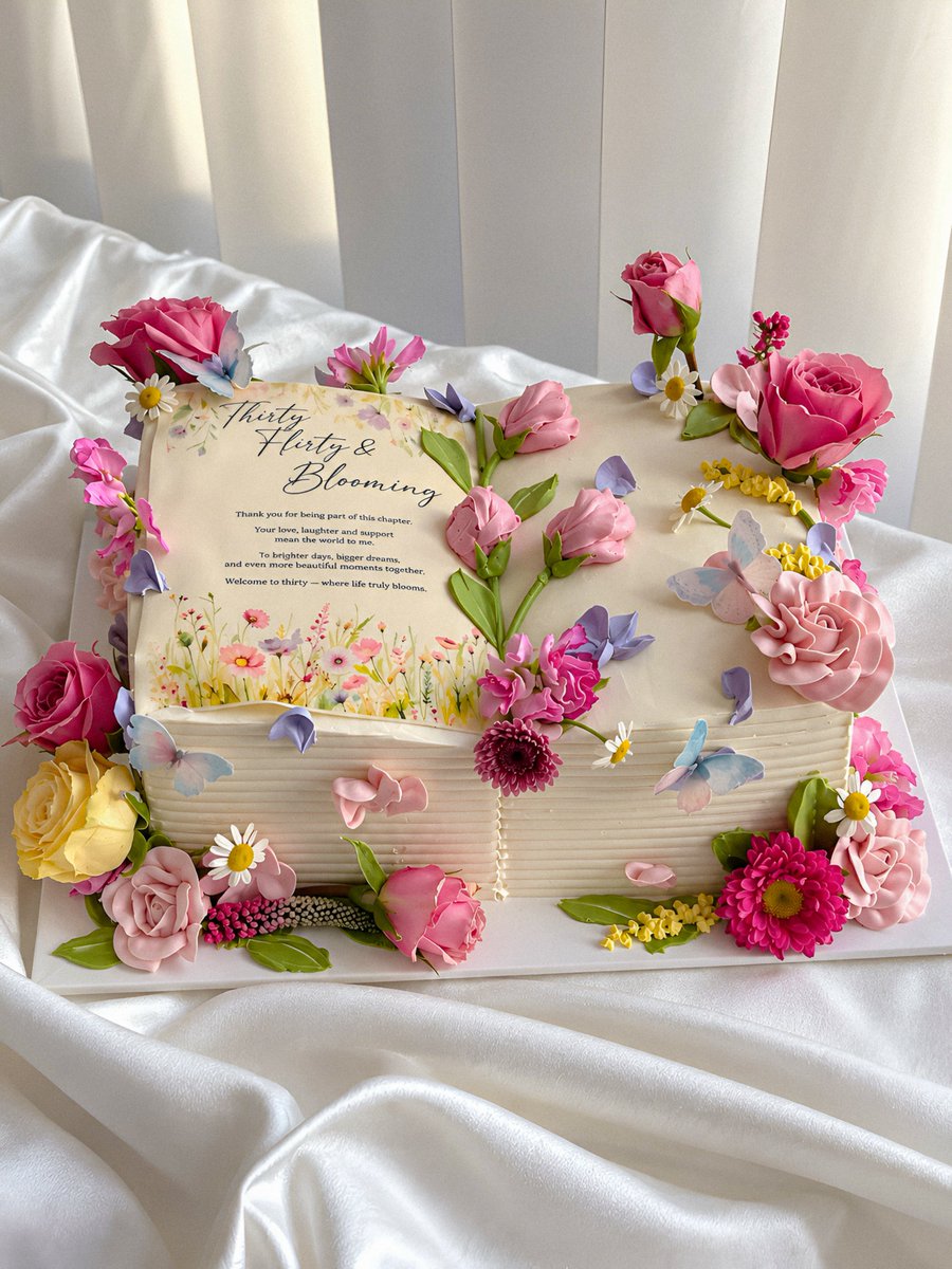 gardenofcolours's tweet photo. floral book cake 🌸 https://t.co/Dr5ZqHmar7