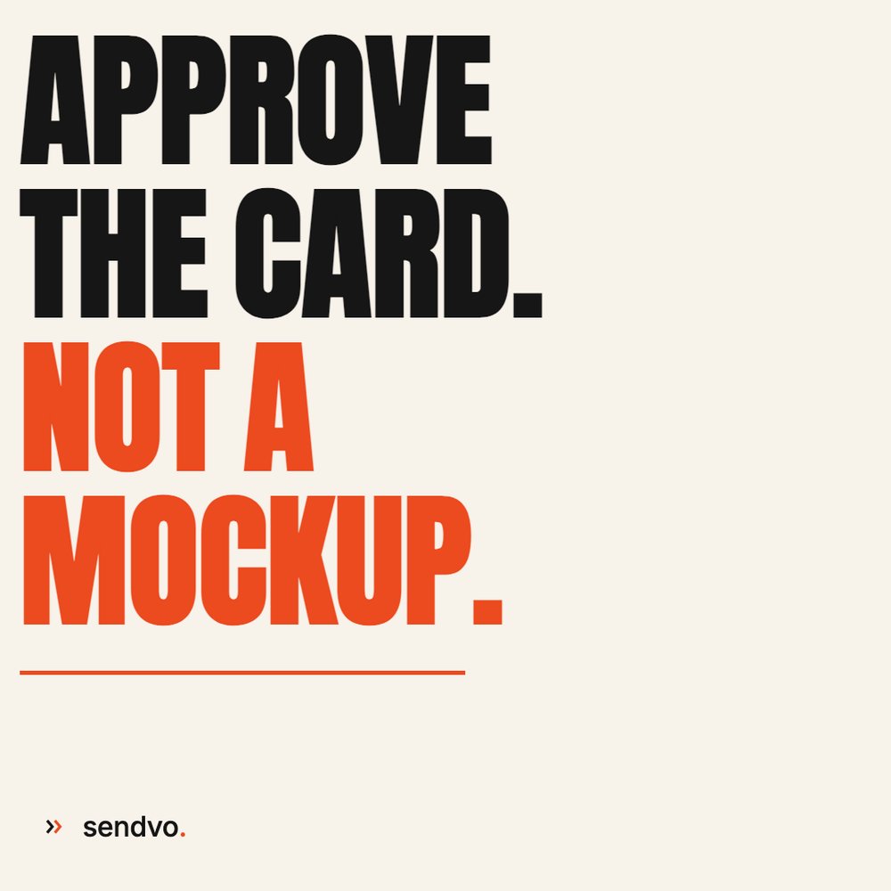 Sendvo's tweet photo. Approve the card. Not a mockup.

Sendvo shows you the real proof, front and back. Nothing prints until you approve it. https://t.co/fUs8KA37Wr