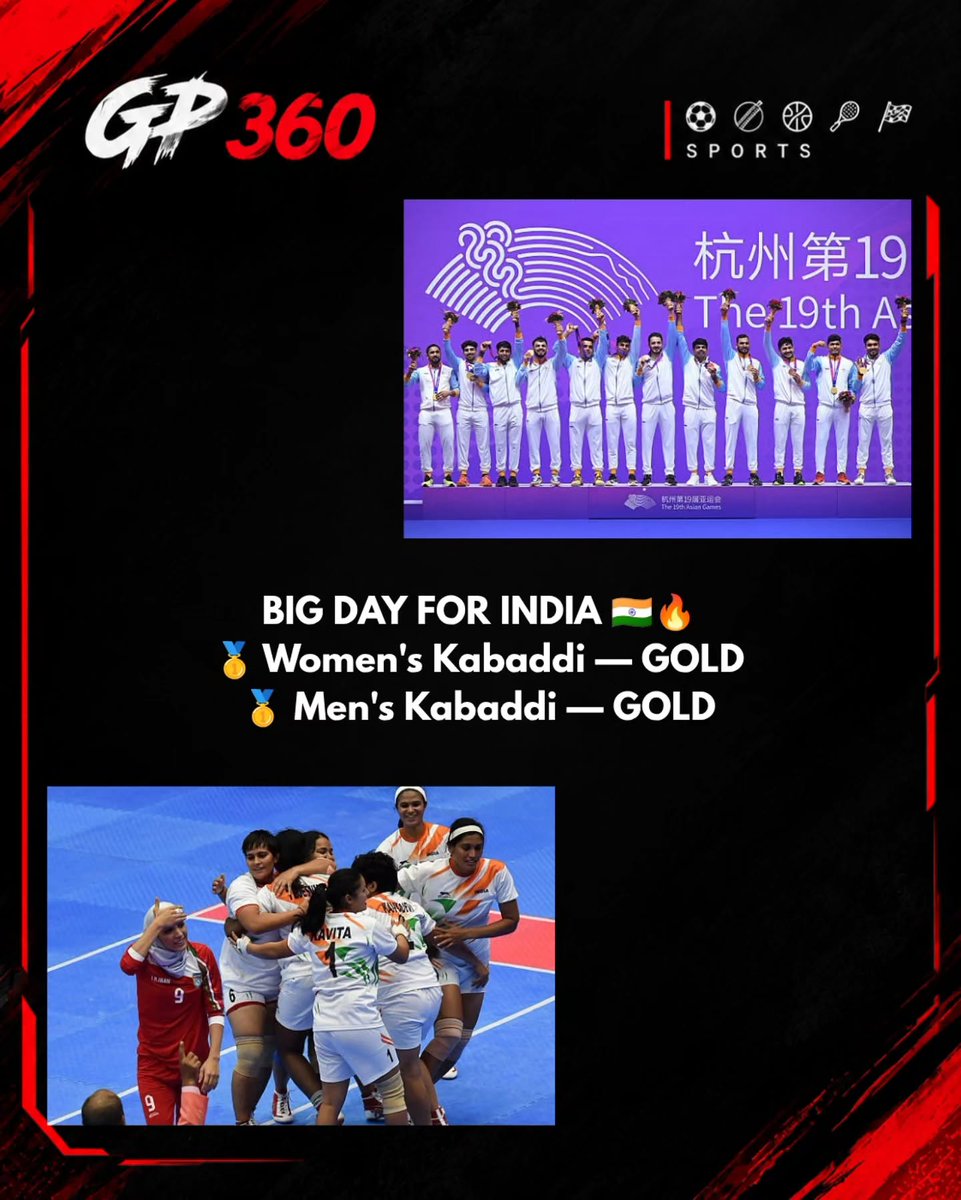 KyleepkColliHx2's tweet photo. THE KINGS AND QUEENS OF ASIA! 👑🇮🇳Absolute dominance on the mat as both the Indian Men's and Women's Kabaddi teams strike GOLD at the Asian Games! 🥇✨ Reclaiming the throne and continuing a legendary sporting legacy. A massive day of pride for the https://t.co/scjy4nqozF