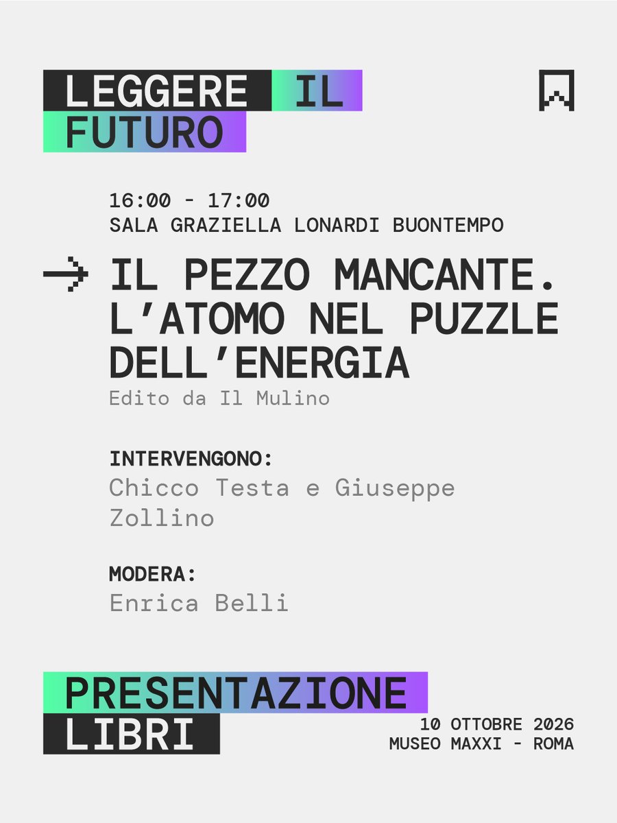 bayramcosmo's tweet photo. 🌌 SALA GRAZIELLA LONARDI BUONTEMPO | Leggere il futuro

Il pezzo mancante. L'atomo nel puzzle dell'energia 

🔬 10.10.2026 | MAXXI | 

Riserva il tuo posto 👉 https://t.co/X6oZZzoA7j

#Bayram #Maxxi #quanti #futuro #fisica https://t.co/I9vAUbzIiS