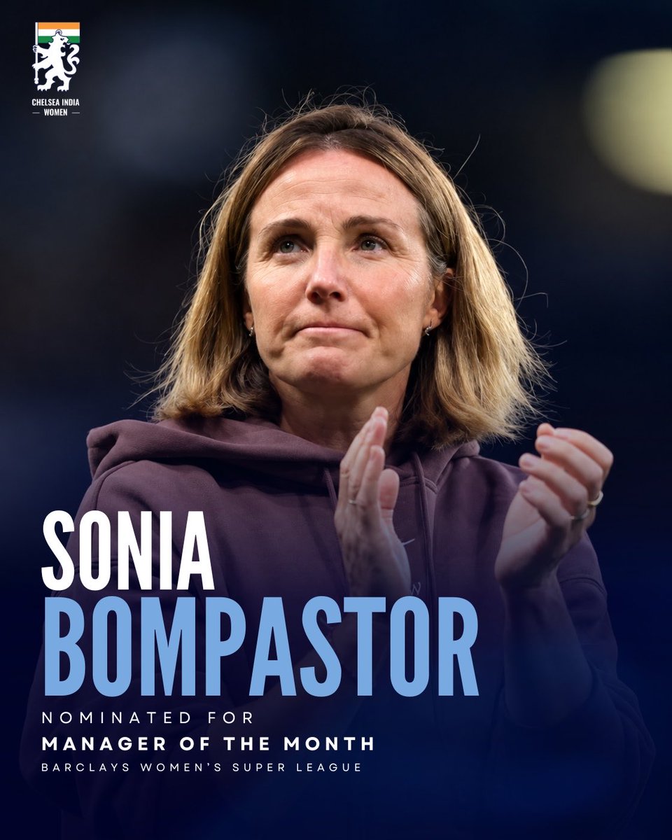CWISC_Official's tweet photo. Sonia Bompastor has been nominated for @barclayswsl Manager of The Month! π€©
Vote for her here π: https://t.co/fARkkiYXXa
#CFCW #ChelseaIndia #IndiasBlueArmy #ChelseaFCOSC
#SoniaBompastor https://t.co/gSI7VjU7yh