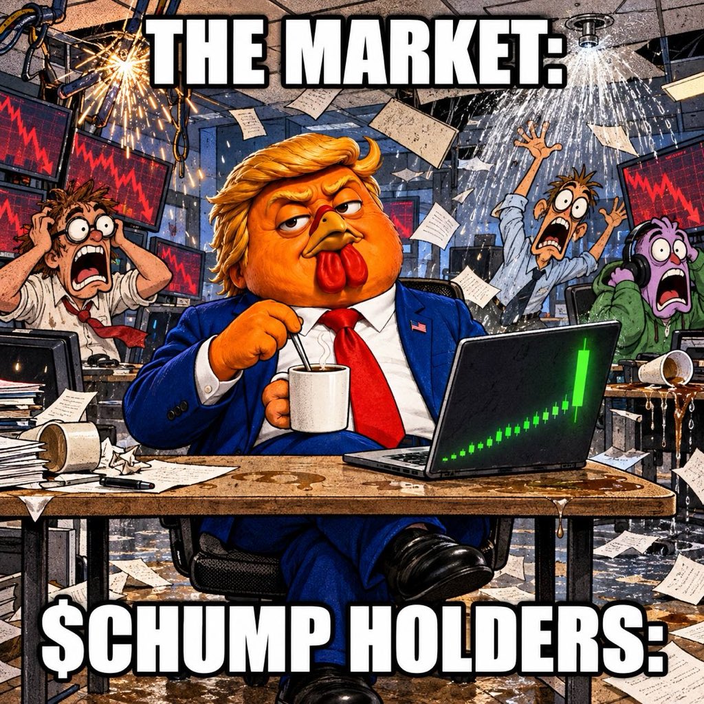 MegaLordX___'s tweet photo. Meme coins need a strong identity, and $CHUMP definitely has one. 

The suited chicken gives the project a face that people can remember, while the 1B fixed supply and 0/0 tax model make the tokenomics straightforward. 

It’s an easy concept for the community to understand and build around.