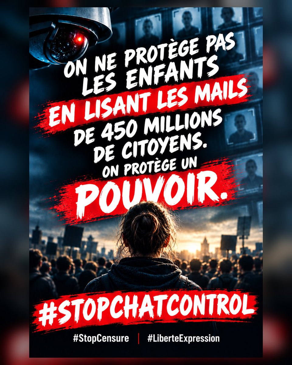 d6v1dEth's tweet photo. Une photo de vacances peut suffire à me signaler. 
La surveillance généralisée n'est pas la sécurité.
On ne lutte pas contre la haine en lisant vos messages.
Votre correspondance vous appartient. Défendez-la, partagez ce message.

#StopChatControl #StopCensure #LiberteExpression https://t.co/kbSbNHBmZK