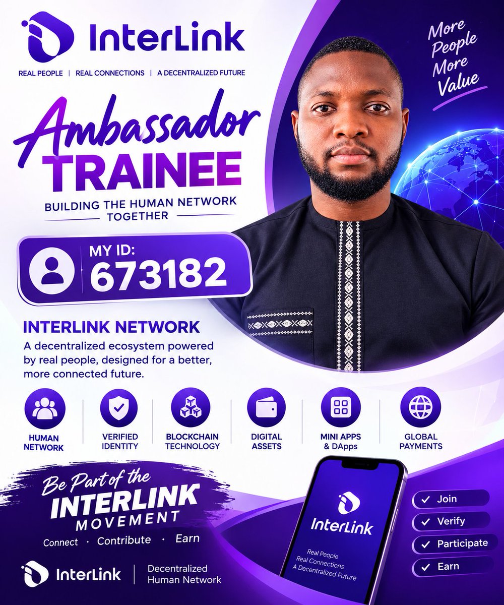 tabiu52502's tweet photo. 🚀 Proud to be an InterLink Ambassador Trainee!

Building connections, supporting a decentralized human network, and exploring the future of Web3 with InterLink.

Ambassador ID: 673182

#InterLink #ITLG#ITL#ITLX https://t.co/wOsyLatBIu