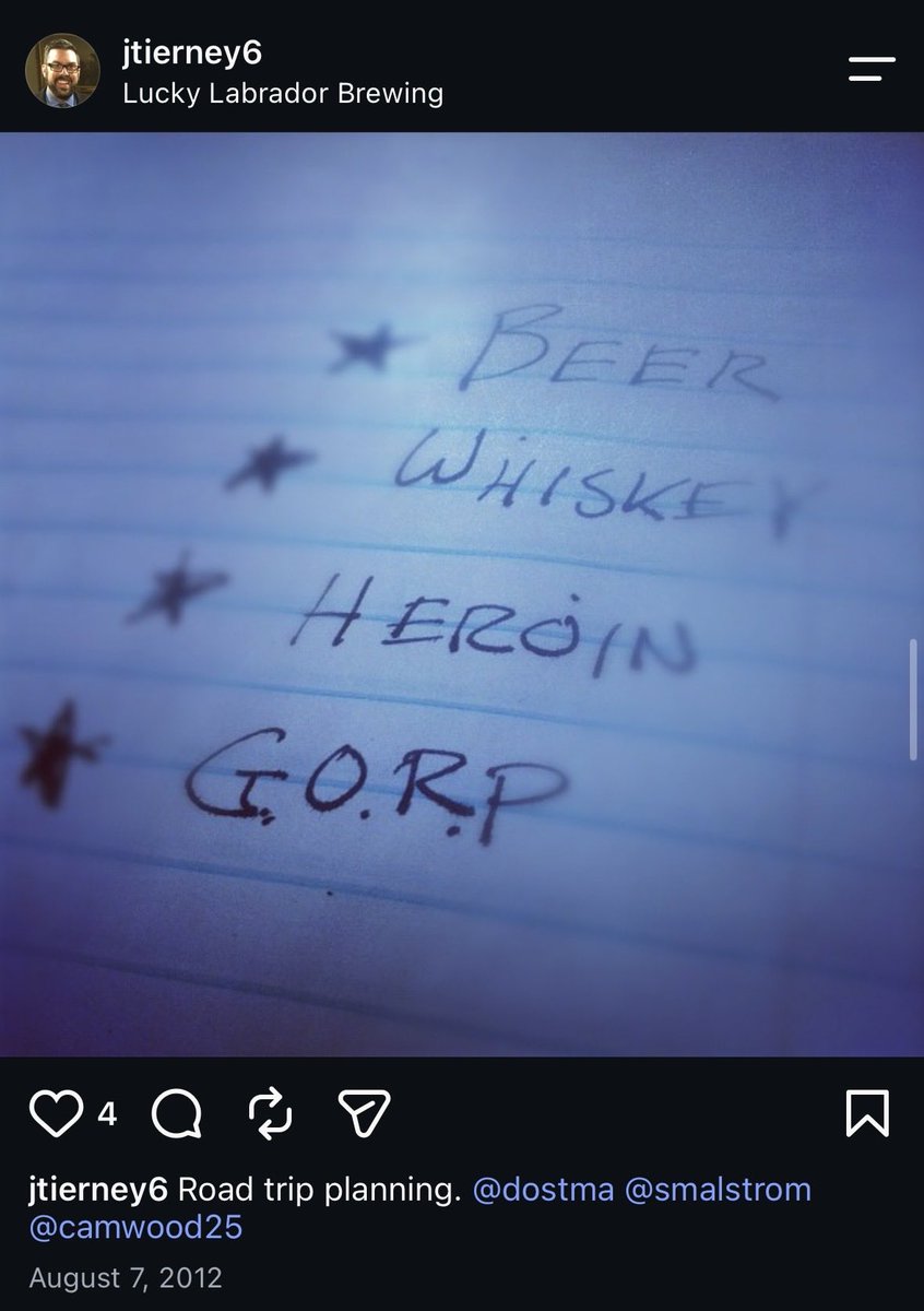 WAGTFK's tweet photo. @TattedIrishGuy He likes to drink excessive amounts of alcohol and do heroin on road trips https://t.co/mQ0GcFrZAZ