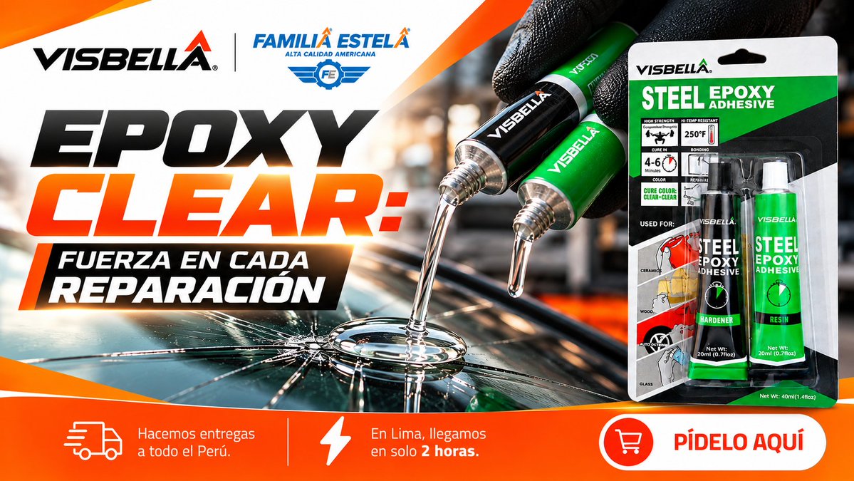 visbelladefe's tweet photo. ⚡ EPOXY CLEAR: fuerza en cada reparación. 🔧 VISBELLA Epoxy Clear para uniones en metal, vidrio, madera y más. Este #PrimeroDios, que tu reparación quede firme. 🙌 🚚 Envíos a todo Perú. ⚡ Lima: 2 h. #VISBELLA #EpoxyClear #ReparacionAutomotriz https://t.co/OpfMQzhbbz
