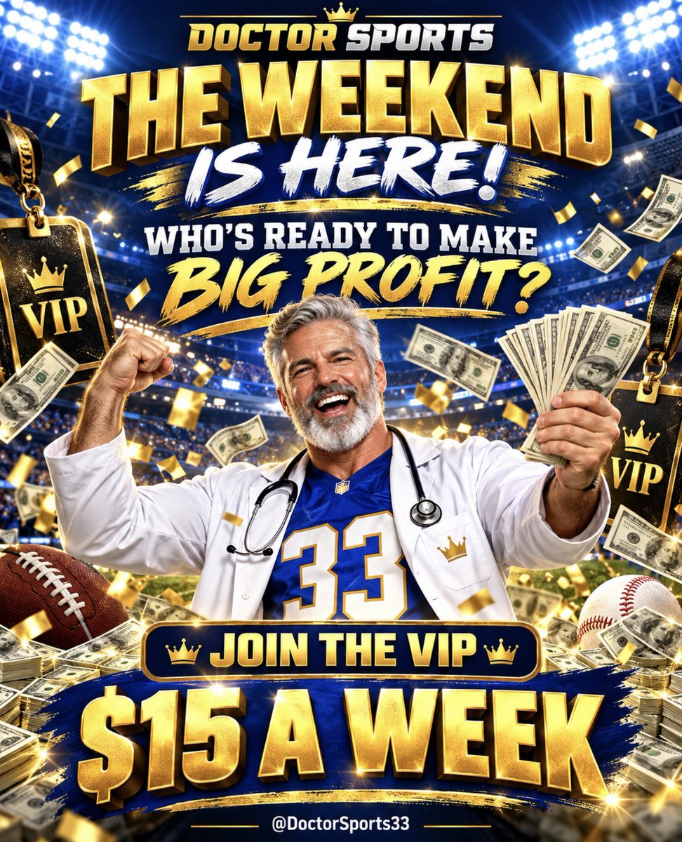 DoctorSports33's tweet photo. 🚨 THE WEEKEND IS HERE! 💰🔥

WHO’S READY TO CHASE BIG PROFIT WITH DOCTOR SPORTS? 🏈⚾

JOIN THE VIP FOR JUST $15 A WEEK AND GET IN ON THE WEEKEND ACTION! 👑

https://t.co/JsTkAZbMSd

@DoctorsportsHQ @DSHQ_NFL #vip #win #gamblingcommunity #fypage #fyp #fypシ゚ https://t.co/brN3kHa0TG