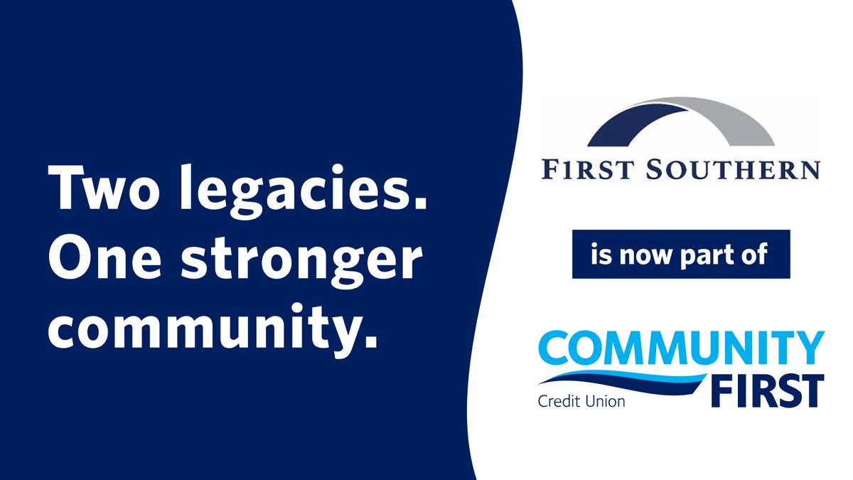 CommFirstCU's tweet photo. Today, First Southern officially joins Community First Credit Union, marking an important milestone for both financial institutions. 🎉

🤝 Two legacies. 
🌱 Rooted in trust. Growing for you. 
🏘️ One Stronger Community.

🔗 Learn more: https://t.co/T2qICX6QYY https://t.co/UF9ZZ5vE6Z