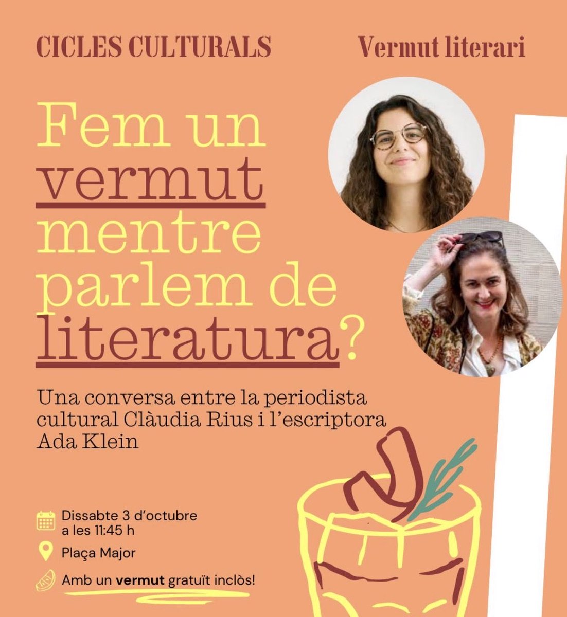 adakleinFortuny's tweet photo. Demà plourà, o farà un dia lleig o rúfol…quiè millor que venir a Culonge a passar el migdia? Farem vermut amb la @ClaudiaRiusL a @pobledellibres. Veniu a fer-nos companyia! #llibres #literatura #calonge https://t.co/l6KjWwjM7k