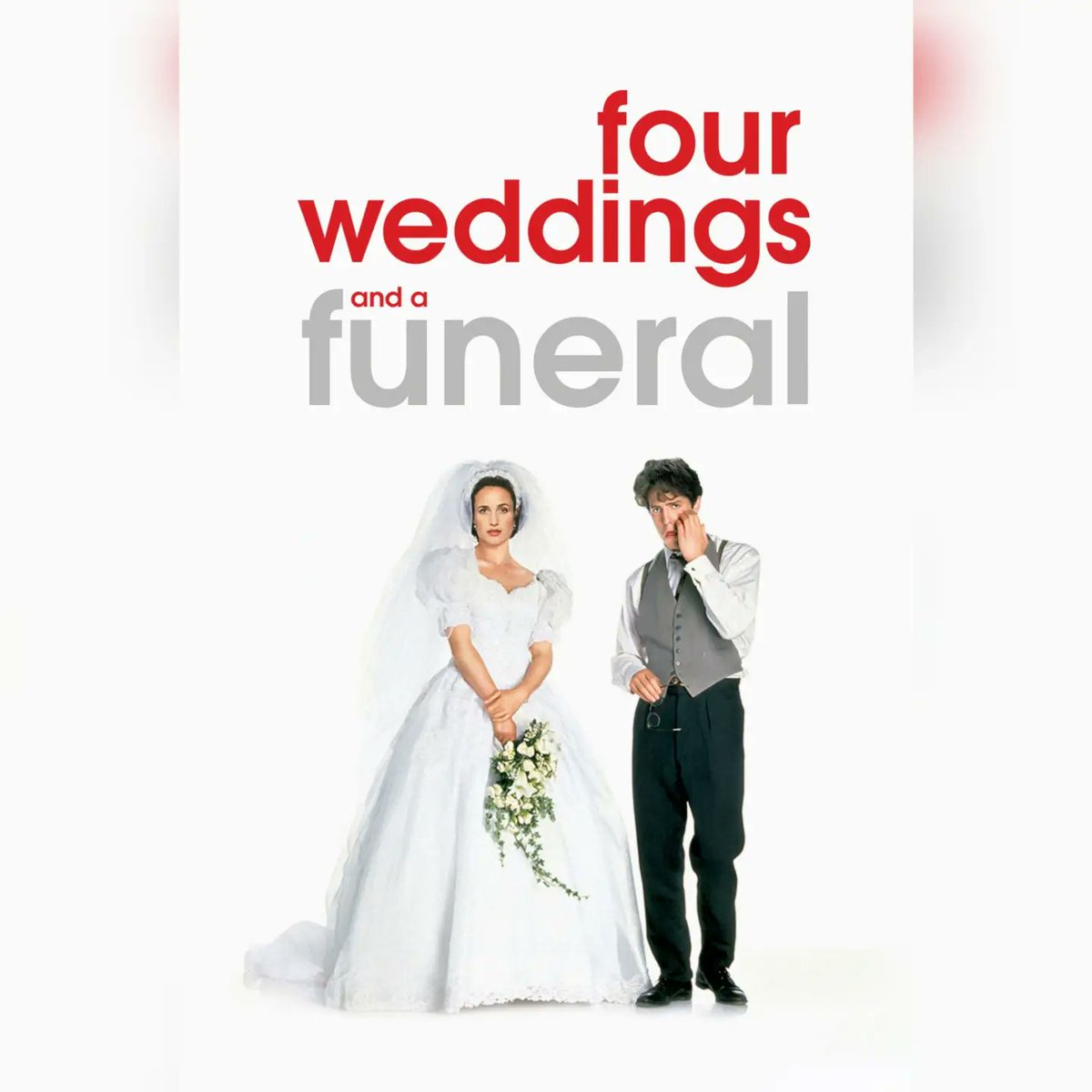 gradywilson's tweet photo. Photo by Daily Movie on August 08, 2026. It may be a meme featuring a book, poster, magazine, wedding, and the text “Four Weddings and a Funeral. https://t.co/99VlkUIvUf