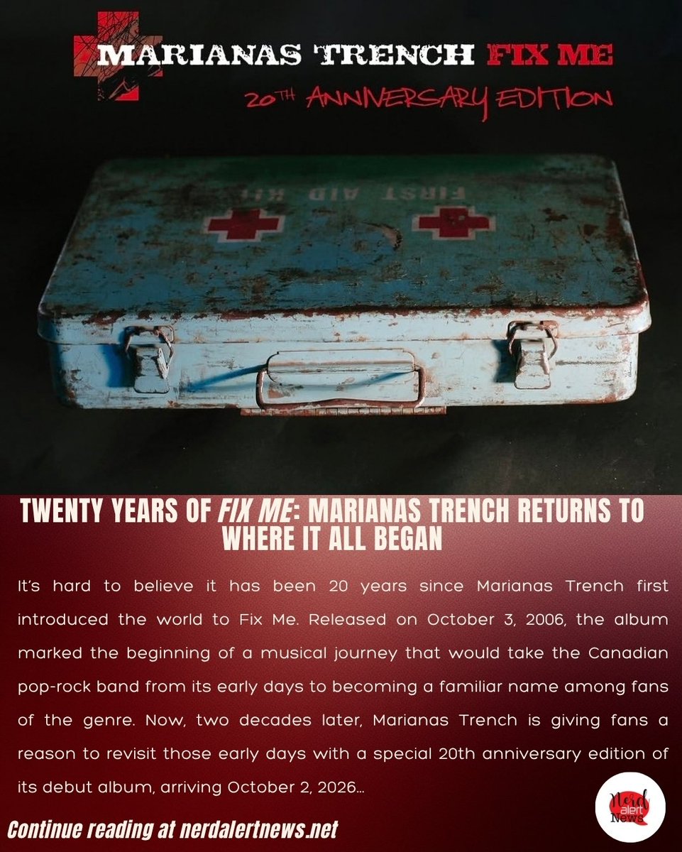NerdAlertNews's tweet photo. Twenty Years of “Fix Me”: Marianas Trench Returns to Where It All Began
Continue reading at the 🔗 below.
Written by: @Shayly2032
@mtrench @604Records #music #musicnews #fixme
https://t.co/jQxEPQn39J https://t.co/3EIcnY9ooc