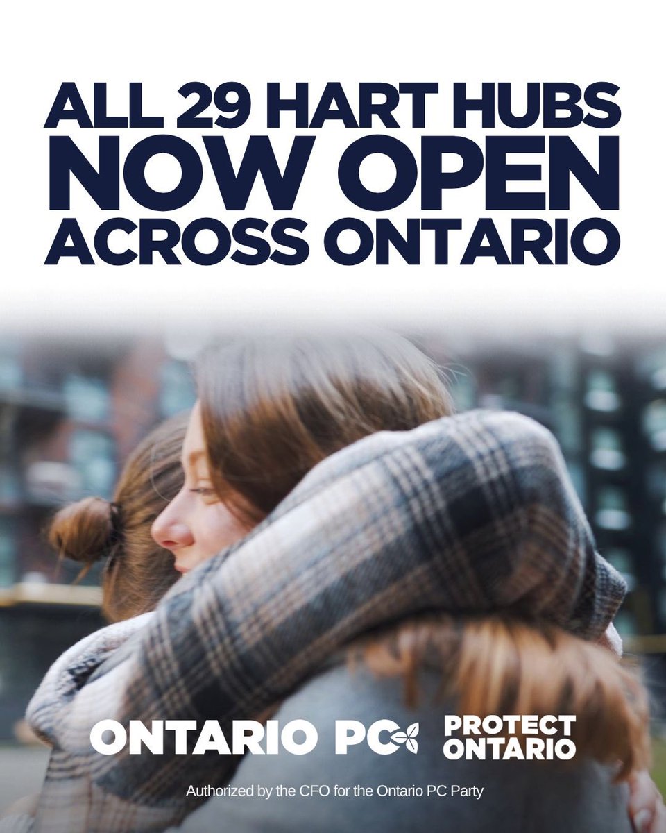 OntarioPCParty's tweet photo. Doug Ford &amp; our Ontario PC team are putting treatment &amp; recovery first.

We’ve shut down provincially funded drug injection sites and invested $560M+ in 29 HART Hubs to help people rebuild their lives and keep our communities safe.

https://t.co/uzeWZG8DDo https://t.co/9PmKSG2Hv9