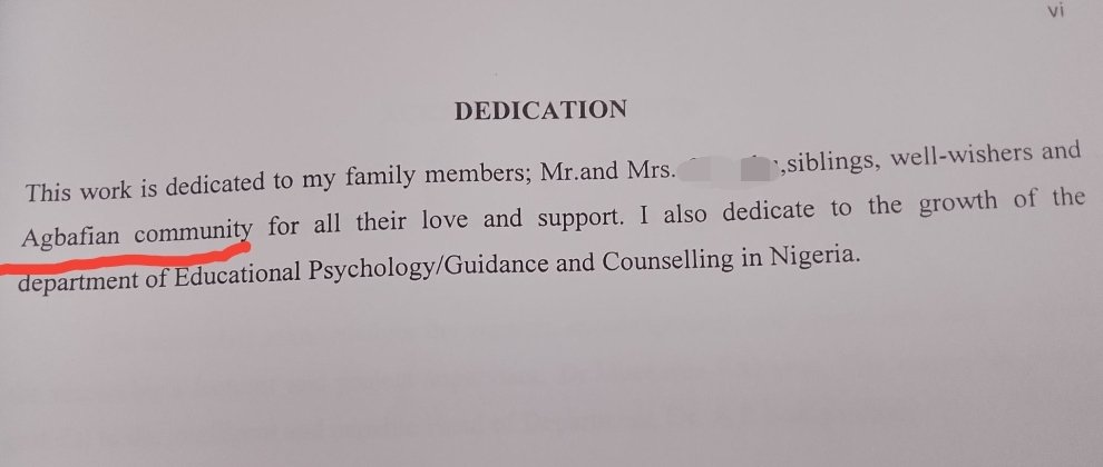 jon_d_doee's tweet photo. This is from Angel, the young girl that we all committed to making sure that an old man did not take advantage of her, and paid for her education until she graduated this year.

This is the dedication part of her project work.

God bless you all 🙏 https://t.co/h51Pe9zBTX