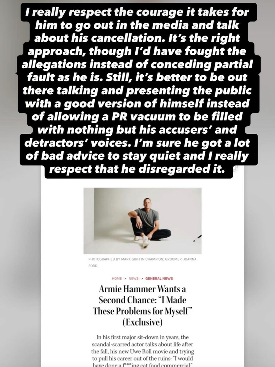 MOnurAk27's tweet photo. Shoutout to Armie Hammer for everything he’s done to rebuild his public image and get back out there. https://t.co/TtTSks3gsI