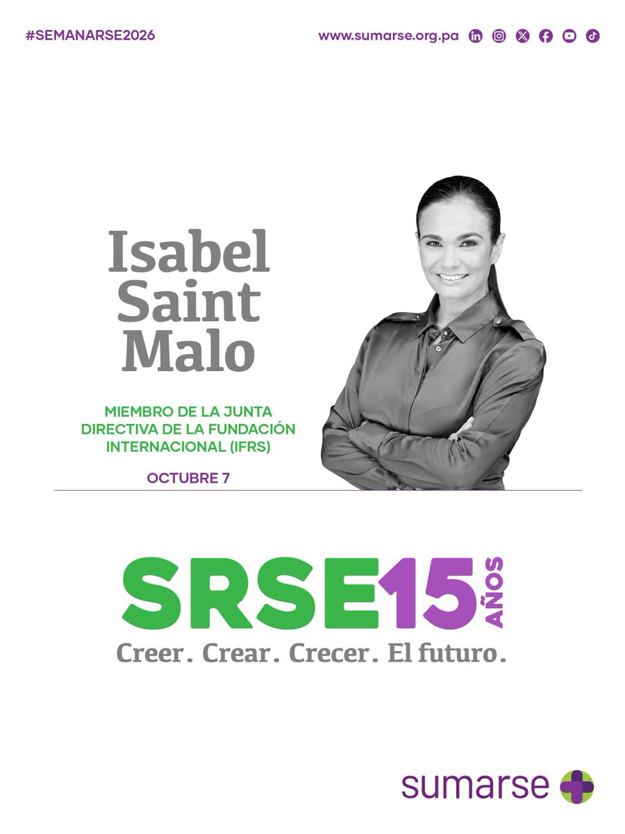 Sumarse's tweet photo. @IsabelStMalo de la Fundación Internacional IFRS, nos acompaña en el fireside chat "Del compromiso al mercado: la evolución de las finanzas sostenibles en Panamá". 

Espacio auspiciado por @Banistmo 

➡️Agenda y registro https://t.co/Knc1iRr6Px 

#CreerCrearCrecerElfuturo https://t.co/r9M5MywY9o