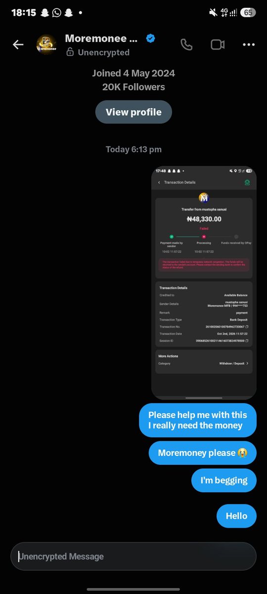 mustopha829's tweet photo. @MoremoneeBank You are scam
Please return my money 💰 🙏😭
I even chat your customer care but no one is responding https://t.co/bKbuoTaSb2