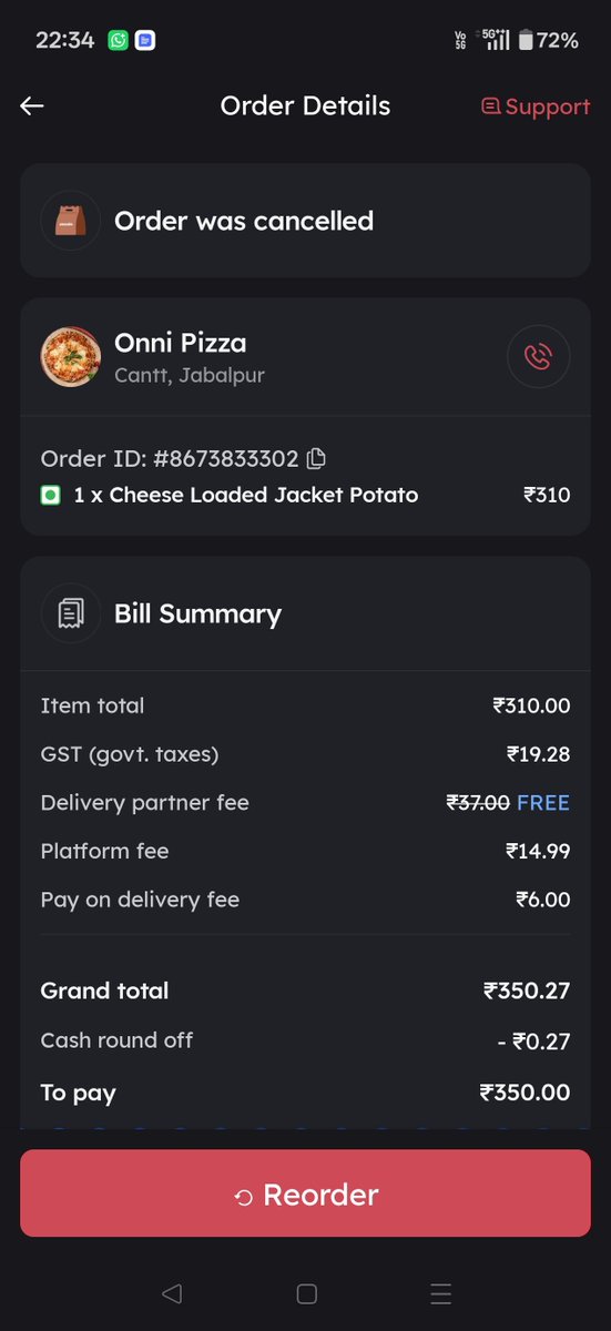 amitkshahani's tweet photo. I had ordered food and zomato delivery boy came with food kept at footrest if scooty. The food was not hot and zomato representative was forcing me to accept the order. I have had a very unpleasant experience with zomato. https://t.co/EFUp0E05Dd
@zomato https://t.co/jfkpBGZzEU