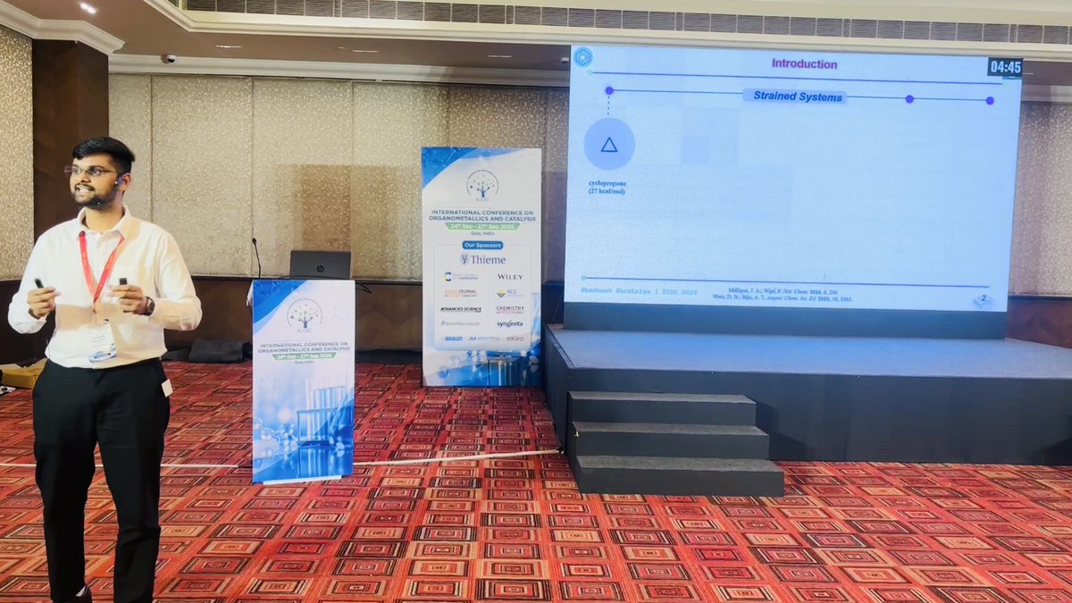 Shashank_At_X's tweet photo. A wonderful experience presenting our research at #ICOCIV2026! 🧪✨
Great science, meaningful conversations, new connections, and memories to cherish. Grateful to have been part of this fantastic gathering of the chemistry community! 🔬📸
Thanks to @ATBijuLab for the opportunity! https://t.co/b2Ulb9BLLv