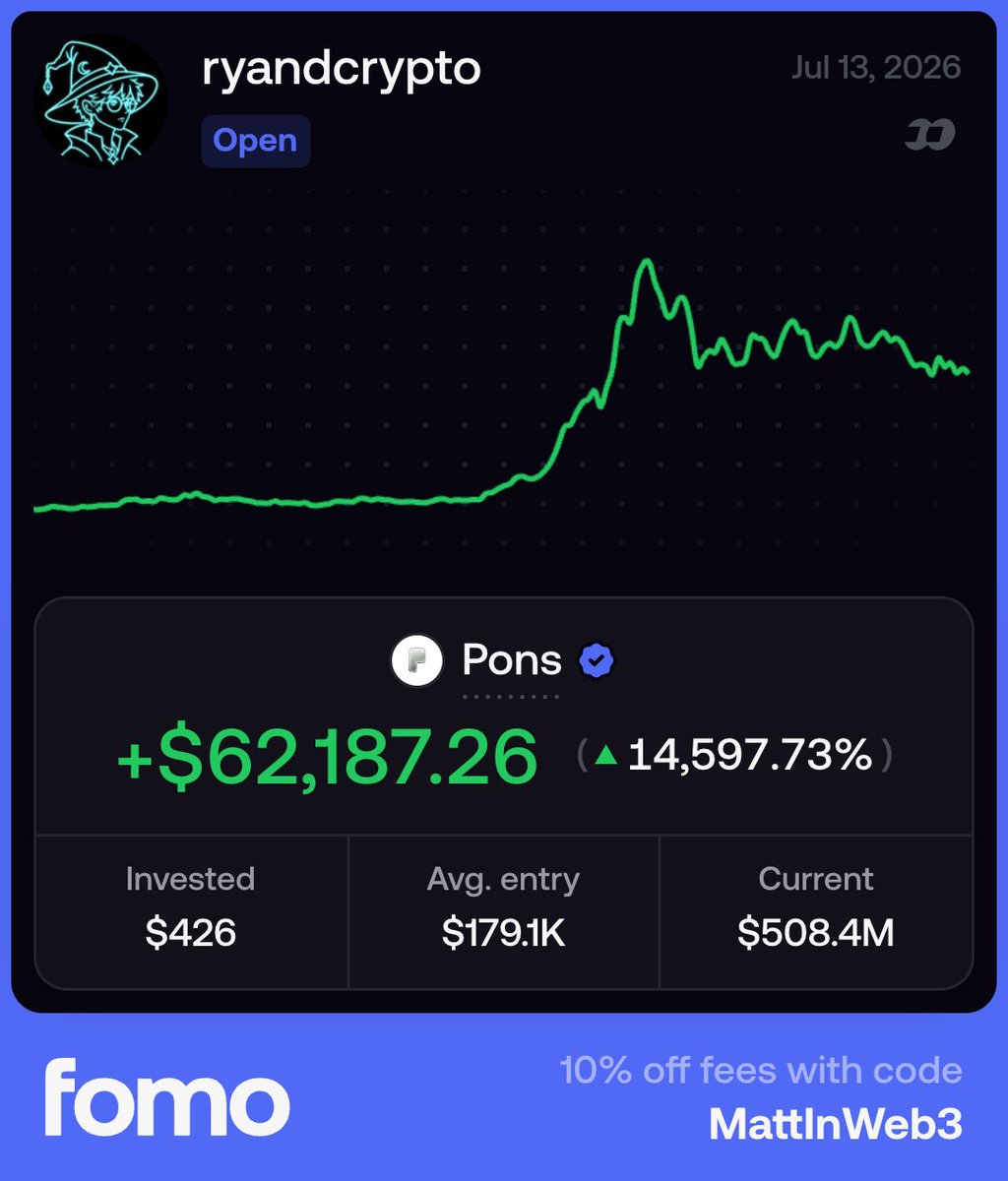 FullPortFNF's tweet photo. from $426 to $62,187.

and robinhood:0x39dbed3a2bd333467115de45665cc57f813c4571 is still down 50% from its ATHs.

GG @ryandcrypto 🤝 https://t.co/D5wESlmgjq