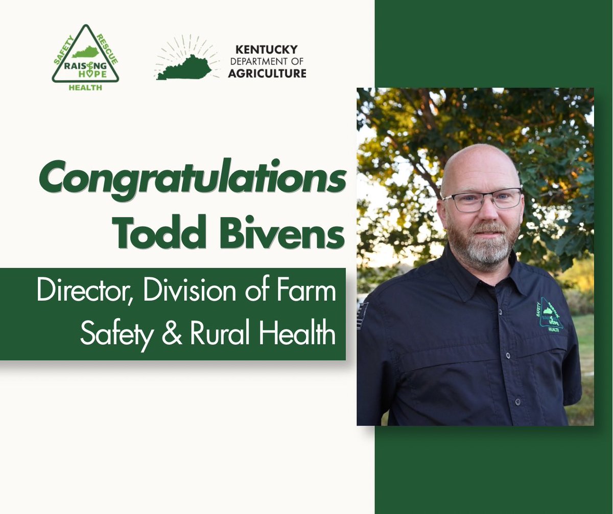 kentuckyag's tweet photo. Join us in welcoming Todd Bivens, the new Director of Farm Safety &amp; Rural Health! https://t.co/jeWSSpAJxa