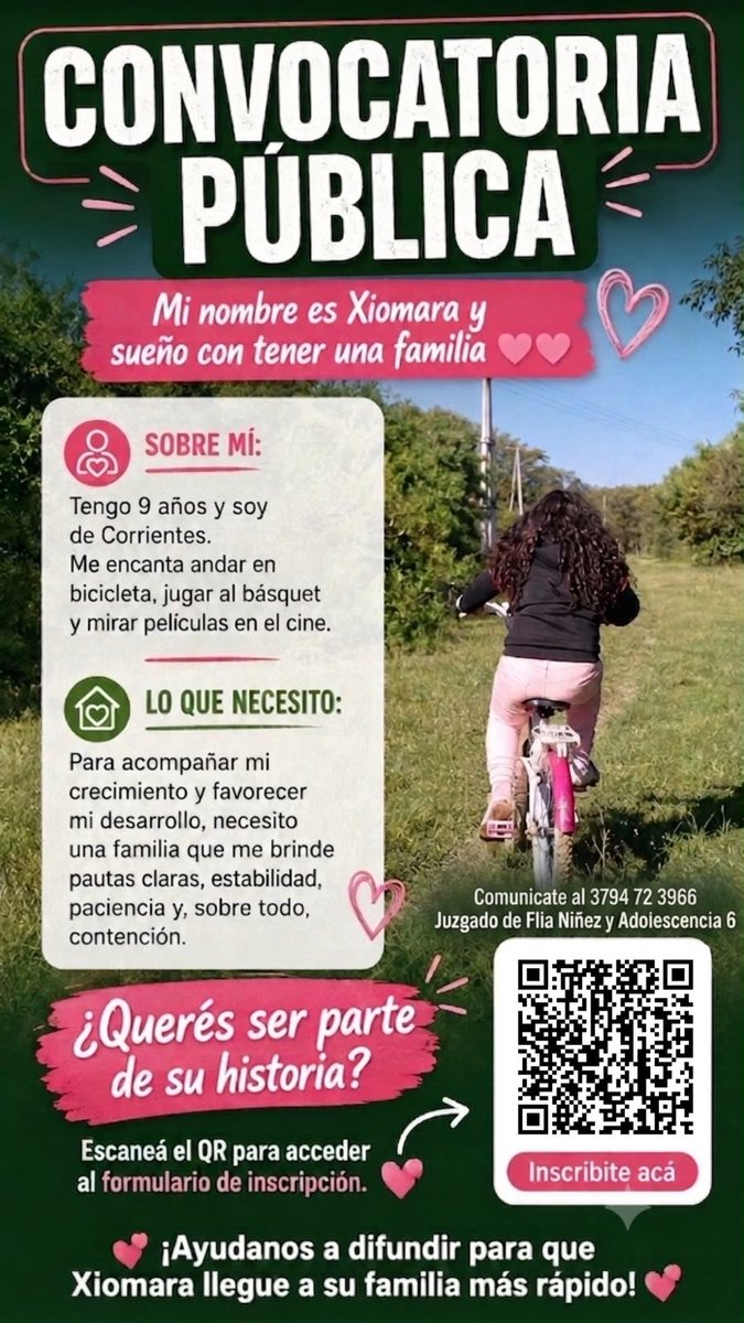 AdopcionNG's tweet photo. Buscamos familia para una niña de 9 años en Corrientes.

Es activa, afectuosa y participativa. Disfruta de la escuela, se entusiasma con nuevos desafíos y practica básquet y patín. Tiene facilidad para construir vínculos positivos con pares y adultos. https://t.co/RZkg5PeQJC