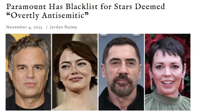 miguelaraizac's tweet photo. Warner y Paramount ahora estará bajo el liderazgo de alguien que considera que Mark Ruffalo, Emma Stone, Javier Bardem, Olivia Colman y más estrellas son “demasiado antisemitas” para trabajar en sus empresas solo por sus posturas políticas.

Se avecina un futuro depresivo https://t.co/3zLUPLs8QJ