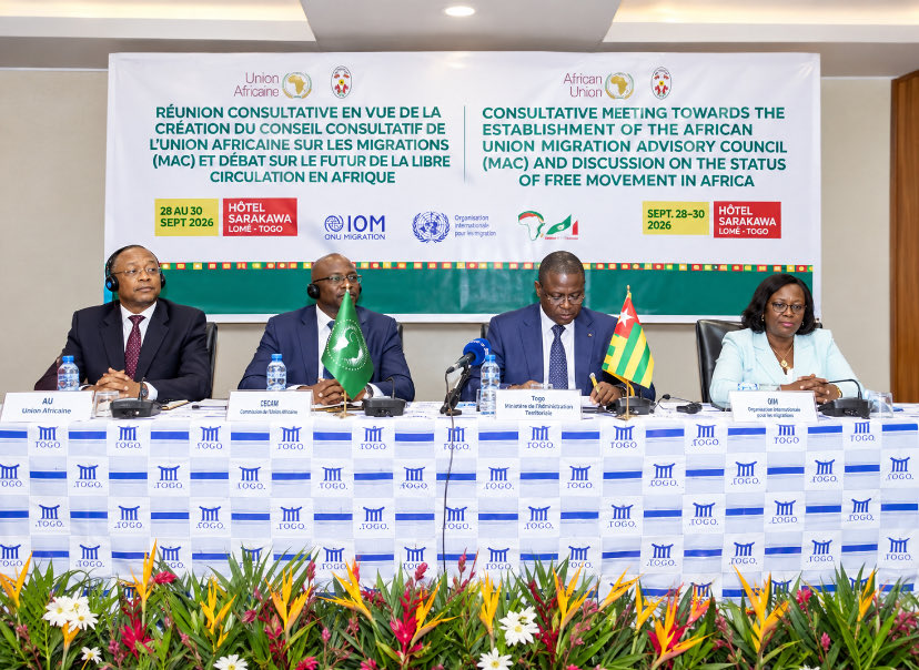 KodjoAliPros's tweet photo. Du 28 au 30 septembre 2026, Lomé a accueilli une réunion de haut niveau consacrée à la libre circulation des personnes en Afrique et à la création du futur Conseil consultatif de l’Union africaine sur les migrations (MAC).
#LoméTogo #UnionAfricaine #LibreCirculation #Migration https://t.co/019DEt6bXG